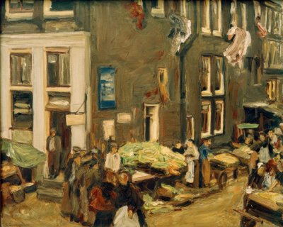 Jodenstraat in Amsterdam (Uilenburgersteeg hoek Jodenbreestraat) door Max Liebermann